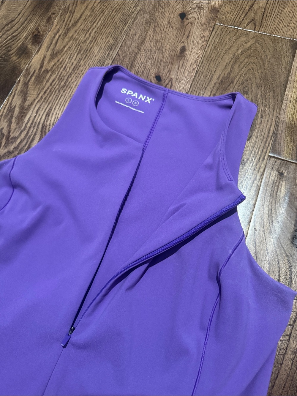SPANX Get Moving Purple Zip Sleeveless A-Line Dress Sz L - Picture 2 of 5